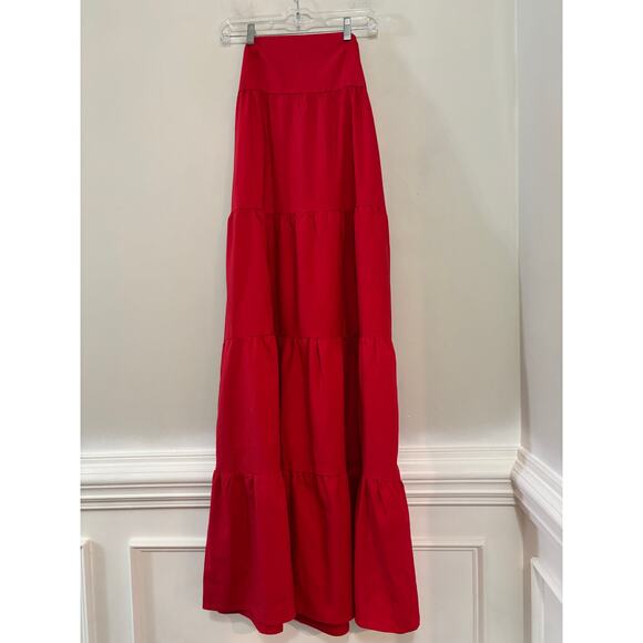 Princess Polly Maxi Dress Linen Kazia Red Strapless Tie Back Tiered US Sz 6 NWT - Picture 4 of 9